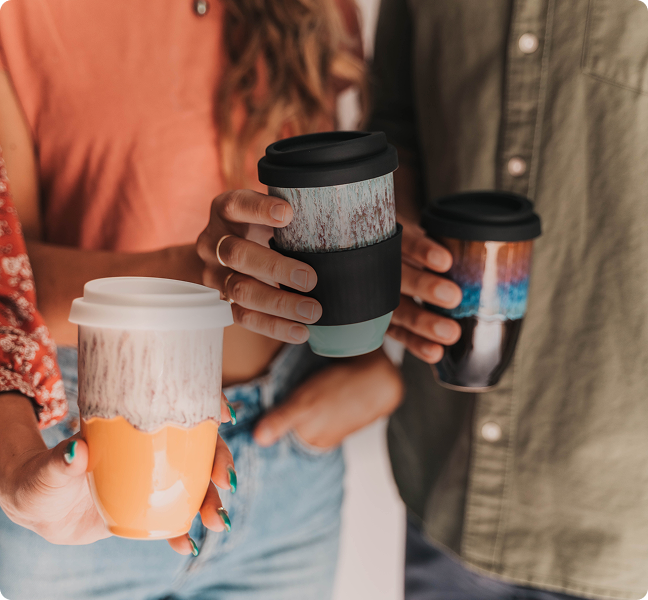 ceramic cup with lid
