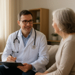 Doctor visiting a patient at home, representing trusted house call medical services available in Winnipeg, Manitoba.