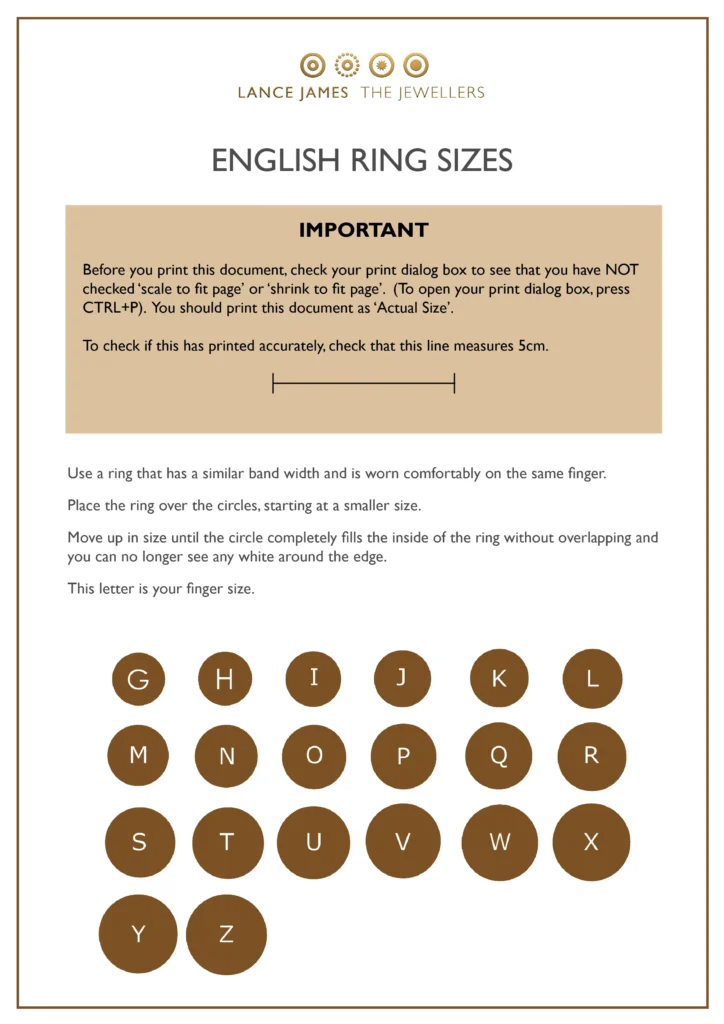 Ring Size Conversion Chart | Printable & On-Screen Tool